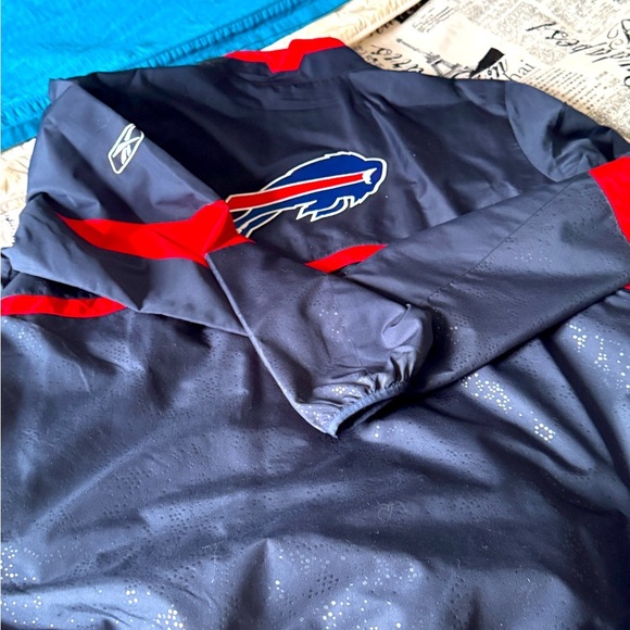 🏈 Vintage Reebok NFL Buffalo Bills Authentic Sideline Pull Over Jacket 🏈 - Picture 9 of 16